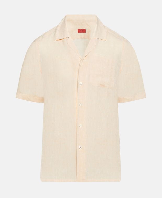 Isaia Short sleeved linen shirt