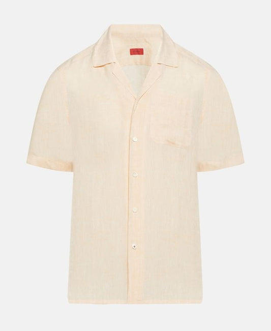 Isaia Short sleeved linen shirt