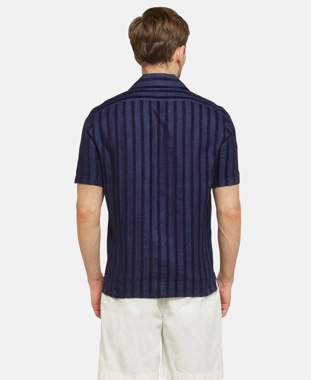 Isaia Linen-blend short sleeved shirt