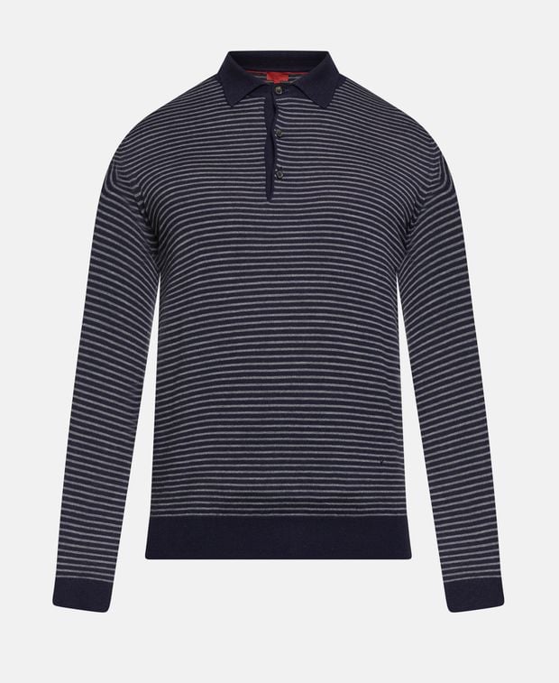Isaia Wool-blend knitted polo shirt