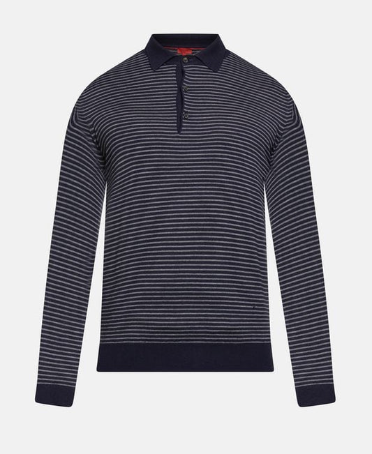 Isaia Wool-blend knitted polo shirt