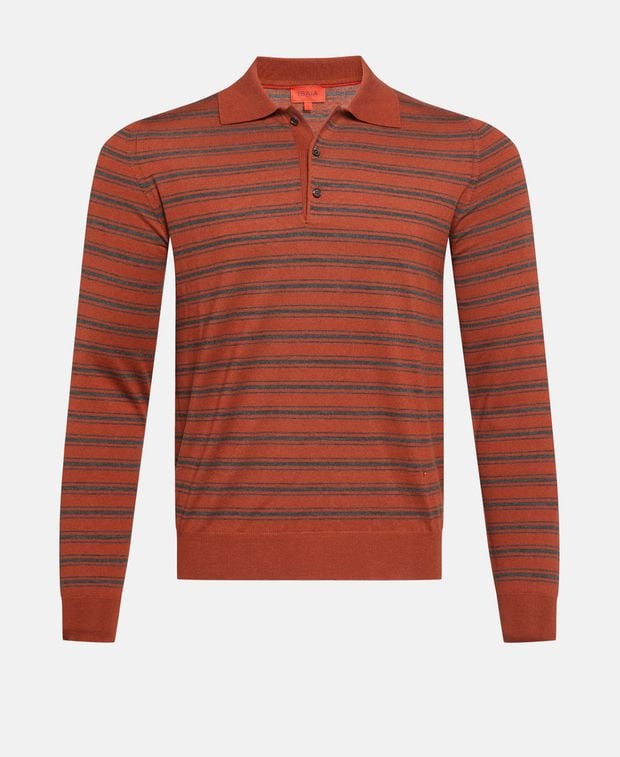 Isaia Wool-blend knitted polo shirt
