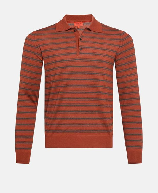Isaia Wool-blend knitted polo shirt