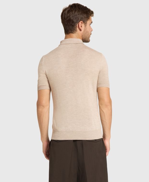 Isaia Wool-blend knitted polo shirt