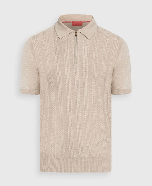 Isaia Wool-blend knitted polo shirt