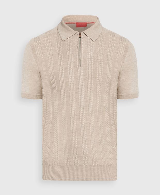 Isaia Wool-blend knitted polo shirt