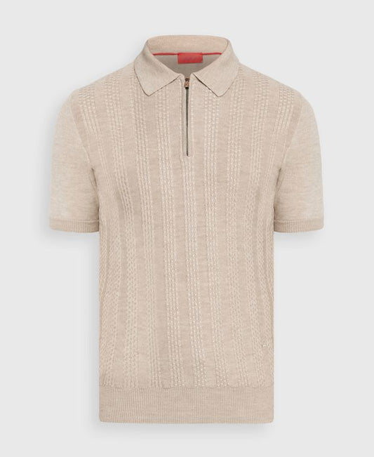 Isaia Wool-blend knitted polo shirt