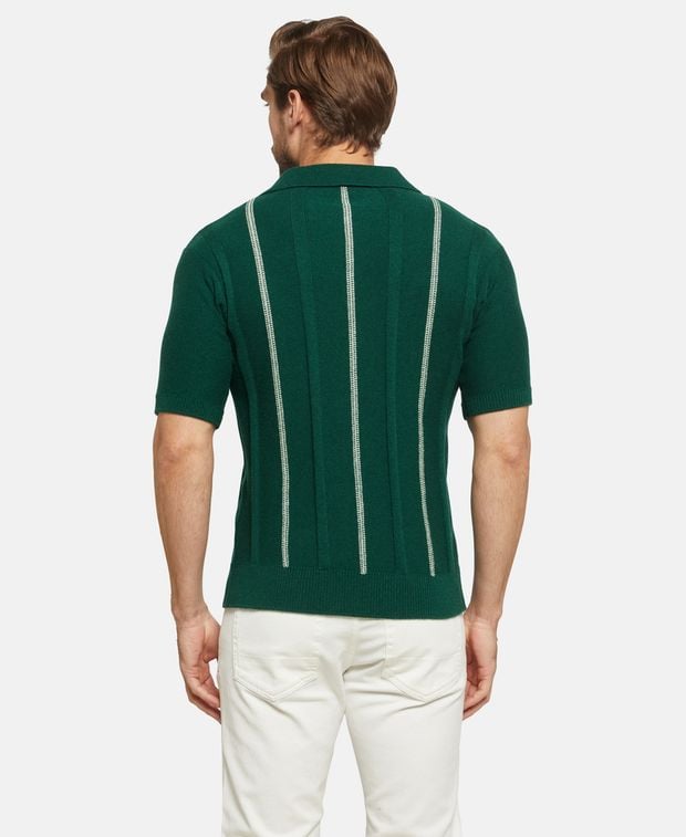 Isaia Cashmere-blend knitted polo shirt