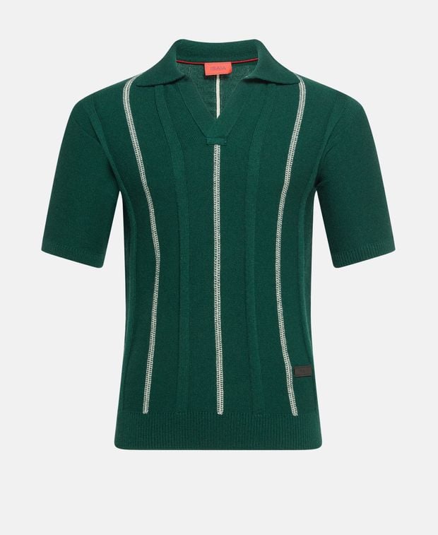 Isaia Cashmere-blend knitted polo shirt