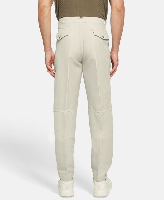 Isaia Linen-blend trousers Military
