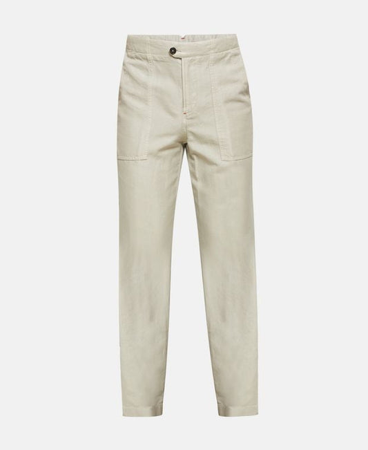 Isaia Linen-blend trousers Military