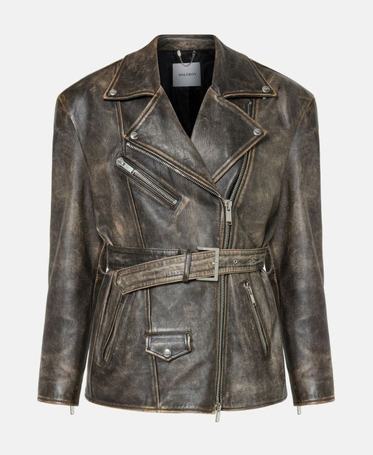 Halfboy Leather jacket Over Biker