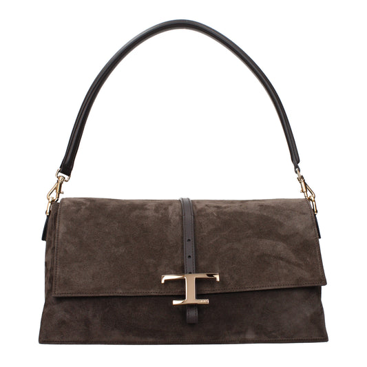 Tod's Shoulder Bags Women Suede Brown