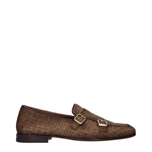 Santoni Lace up and Monkstrap Men Suede Brown