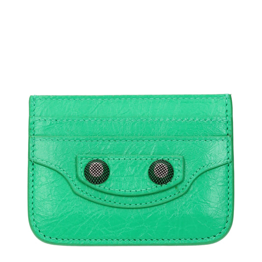 Balenciaga Document Holders Women Leather Green/Bright Green