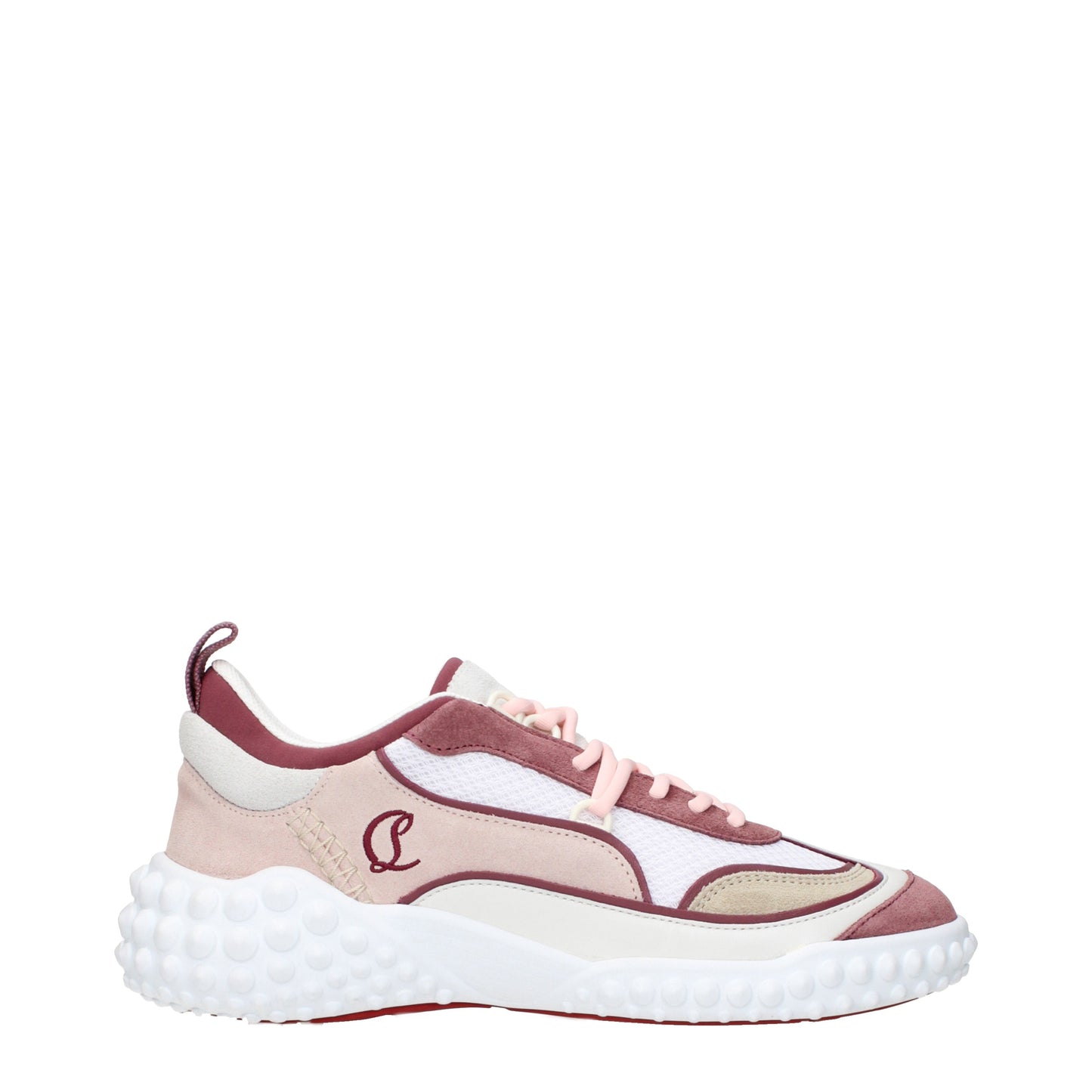 Louboutin Sneakers Women Suede Pink/Optic White
