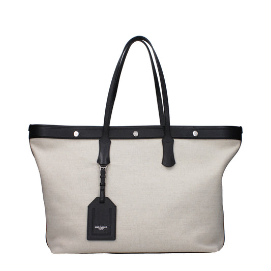 Dolce&Gabbana Shoulder Bags Men Fabric  Beige/Black