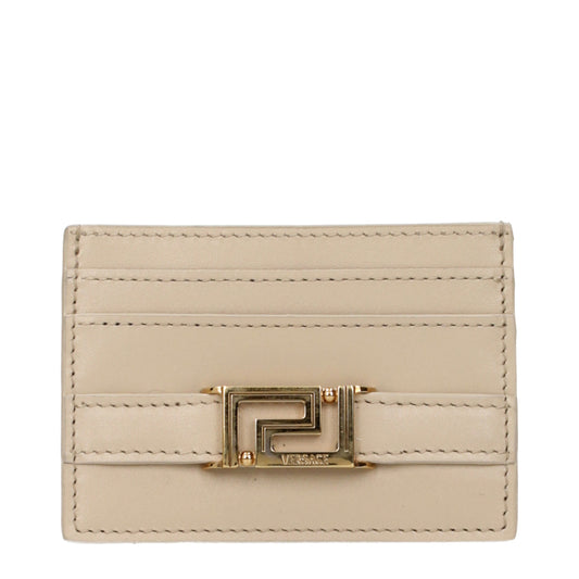 Versace Document Holders Women Leather Beige