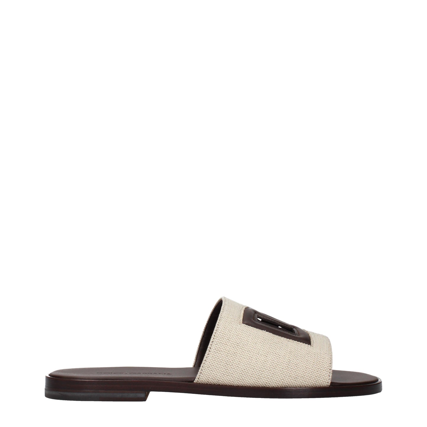 Dolce&Gabbana Slippers and Clogs Men Fabric  Beige/Dark Brown