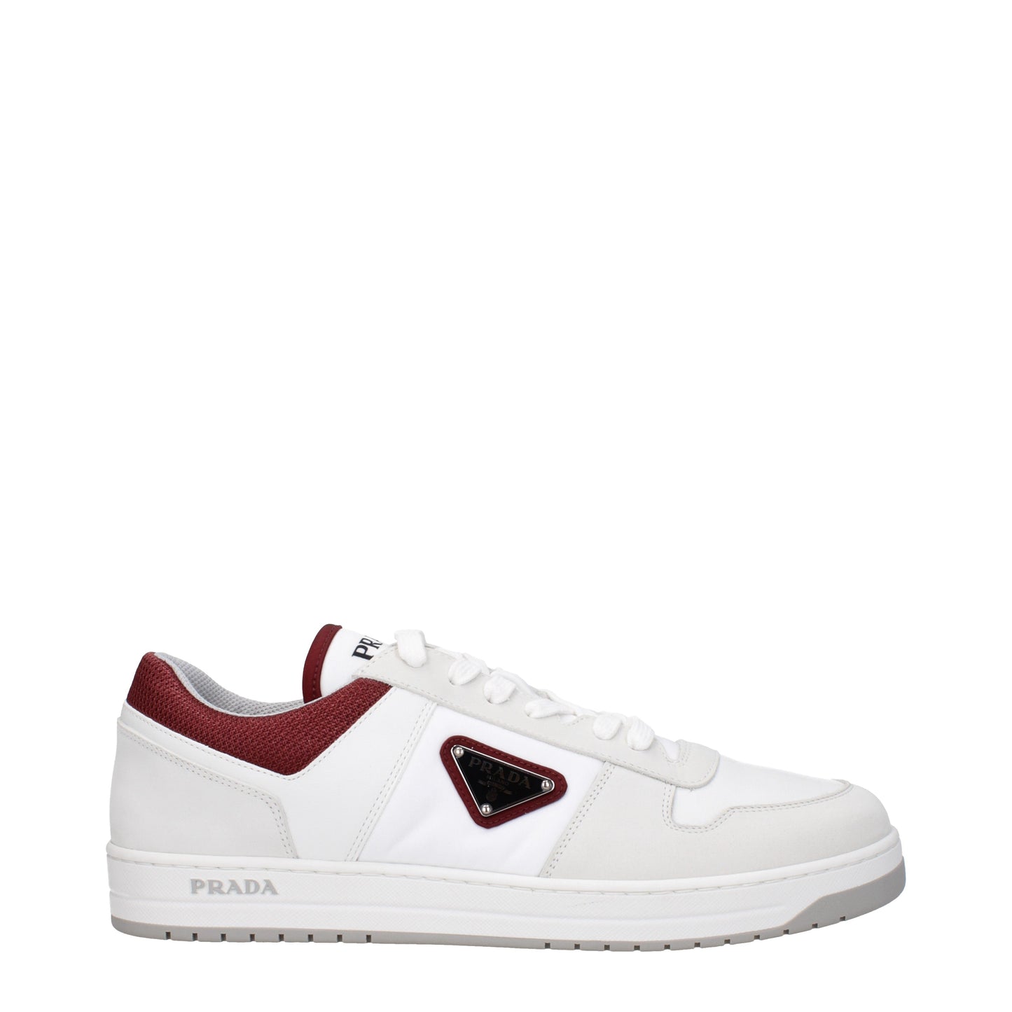 Prada Men's Sneakers in Leather White/Violet Garnet