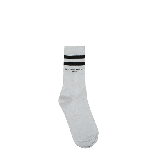 Philippe Model Socks Women Cotton Silver/Black