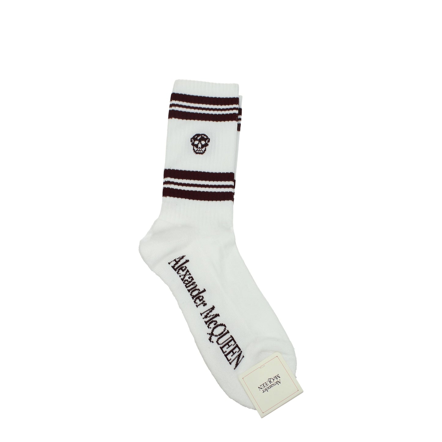 Alexander McQueen Socks Men Cotton White/Aubergine