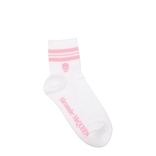 Alexander McQueen Socks Women Cotton White/Nude Pink