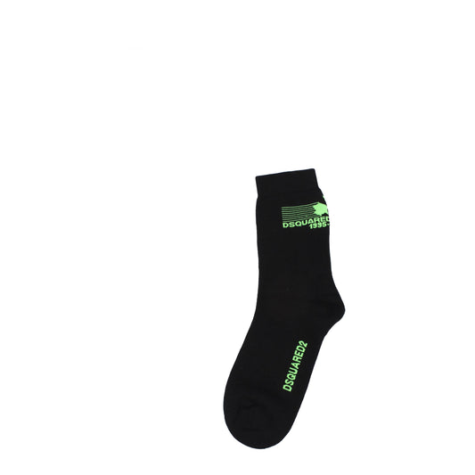 Dsquared2 Socks Men Cotton Black/Fluo Green