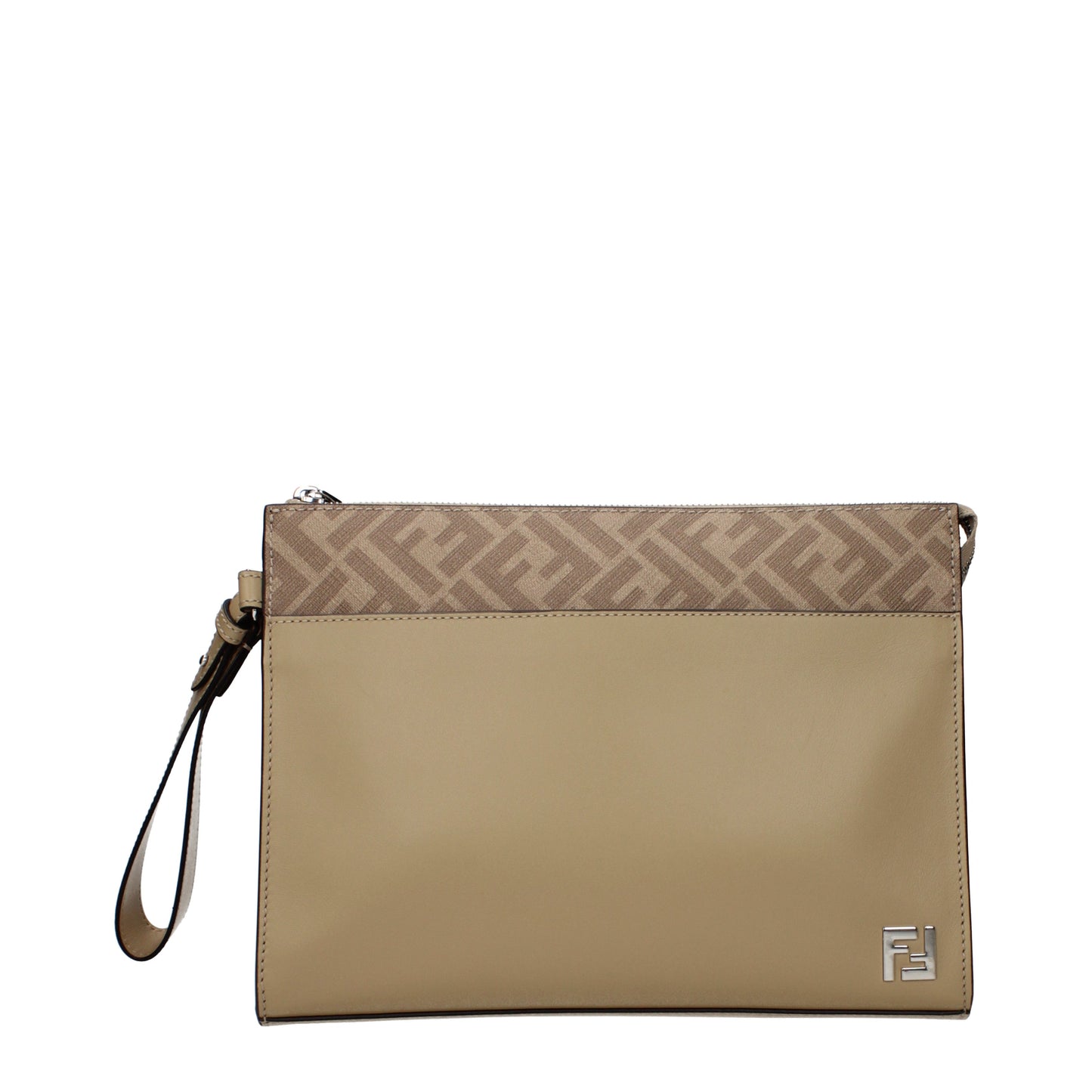 Fendi Clutches Men Leather Beige/Sand