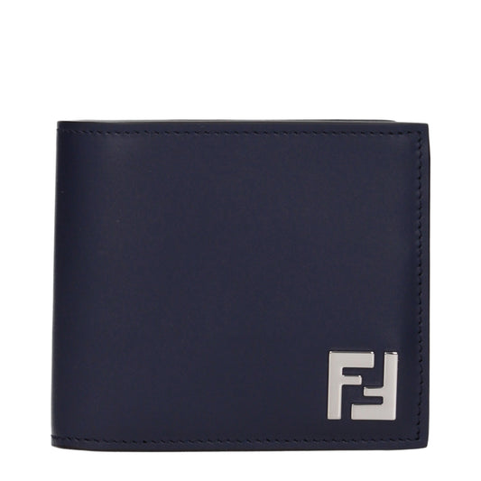 Fendi Wallets Men Leather Blue/Midnight Blue
