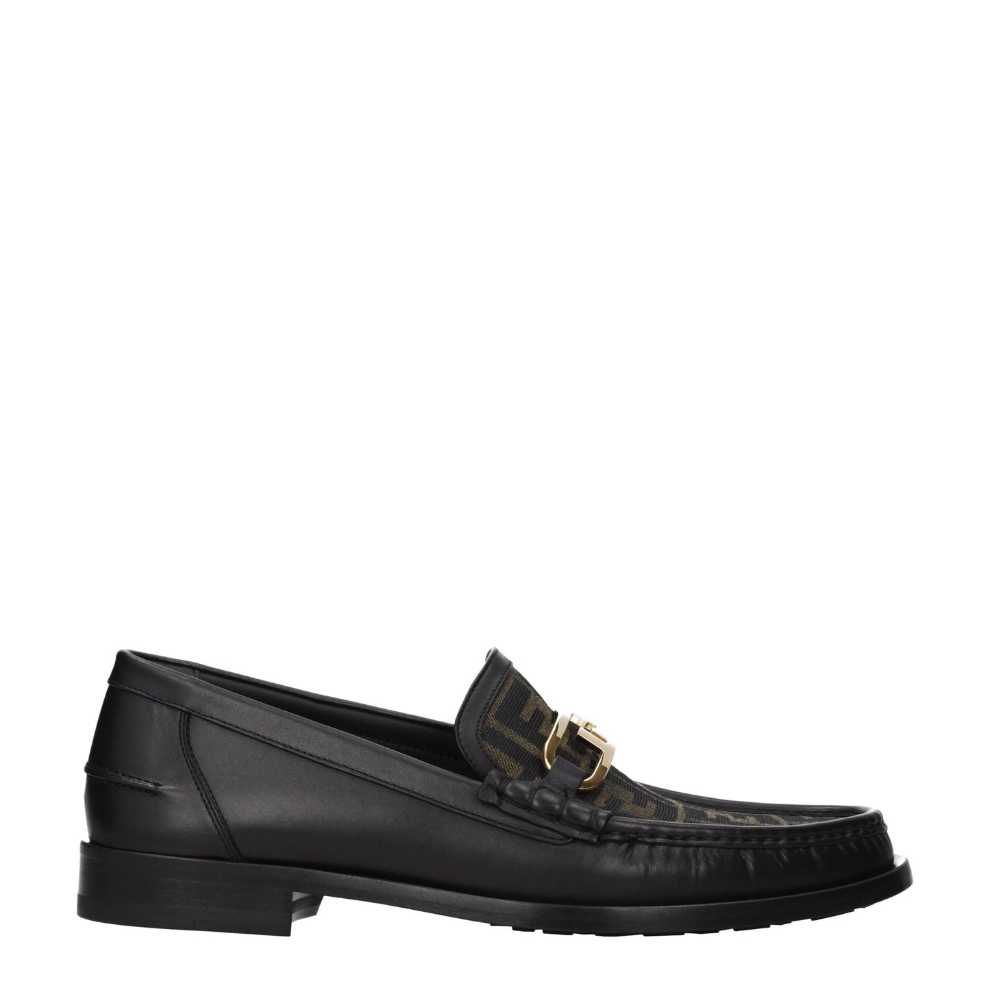 Fendi Men's Loafers in Leather Black/Brown