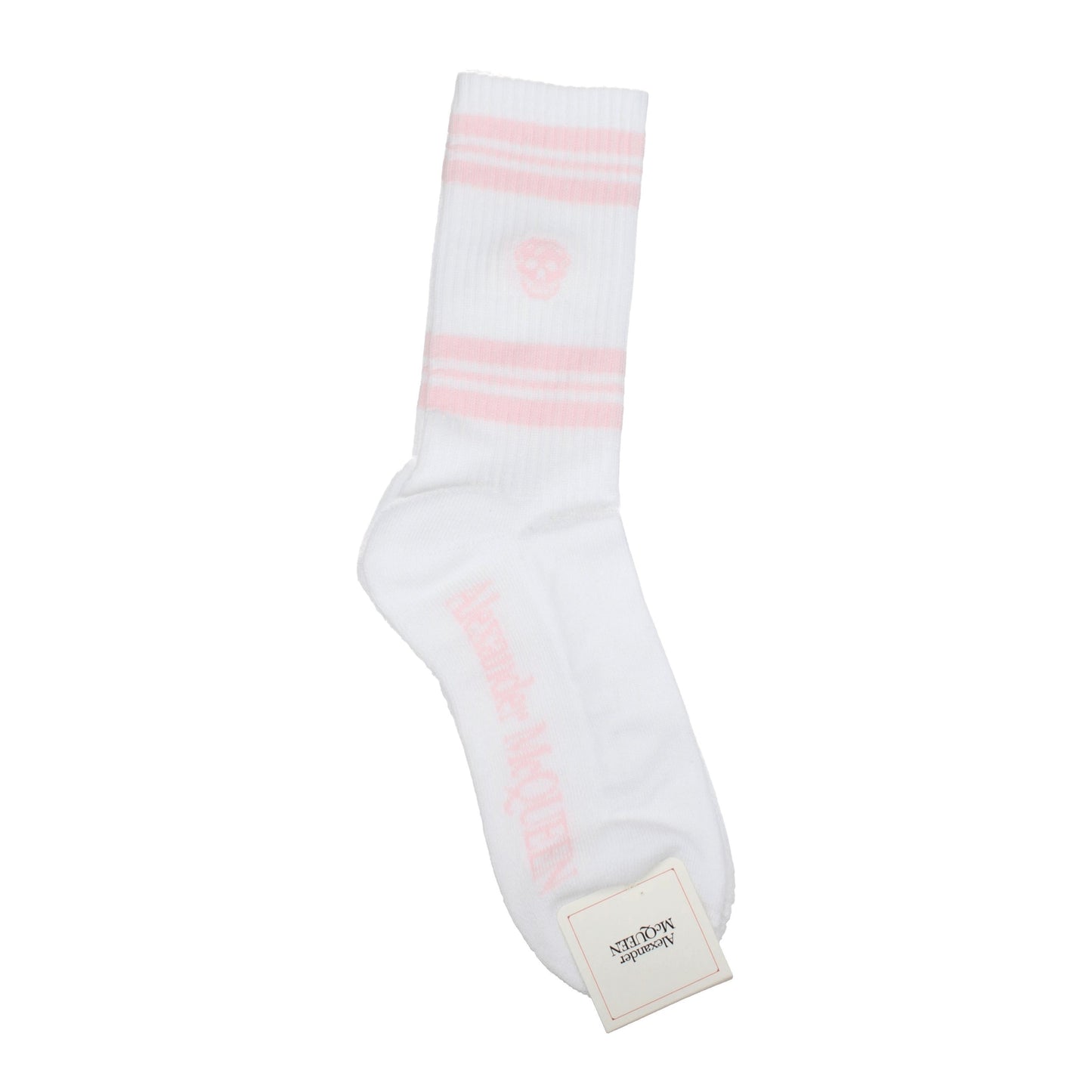 Alexander McQueen Socks Men Cotton White/Rosee