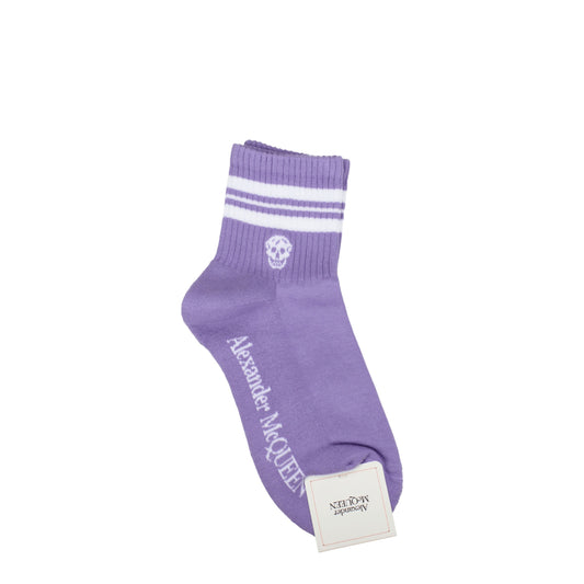 Alexander McQueen Socks Women Cotton Violet/White