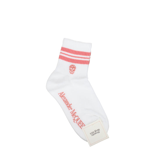 Alexander McQueen Socks Women Cotton White/Carnation