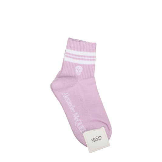 Alexander McQueen Socks Women Cotton Pink/White