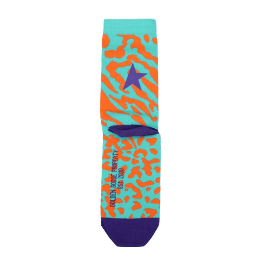 Golden Goose Socks Women Cotton Orange/Teal