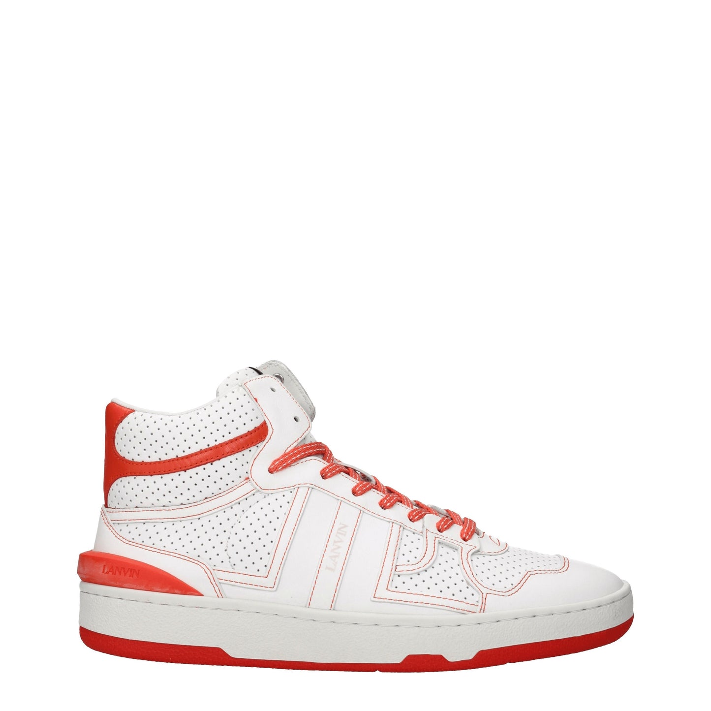 Lanvin Men's Sneakers in Leather White/Orange