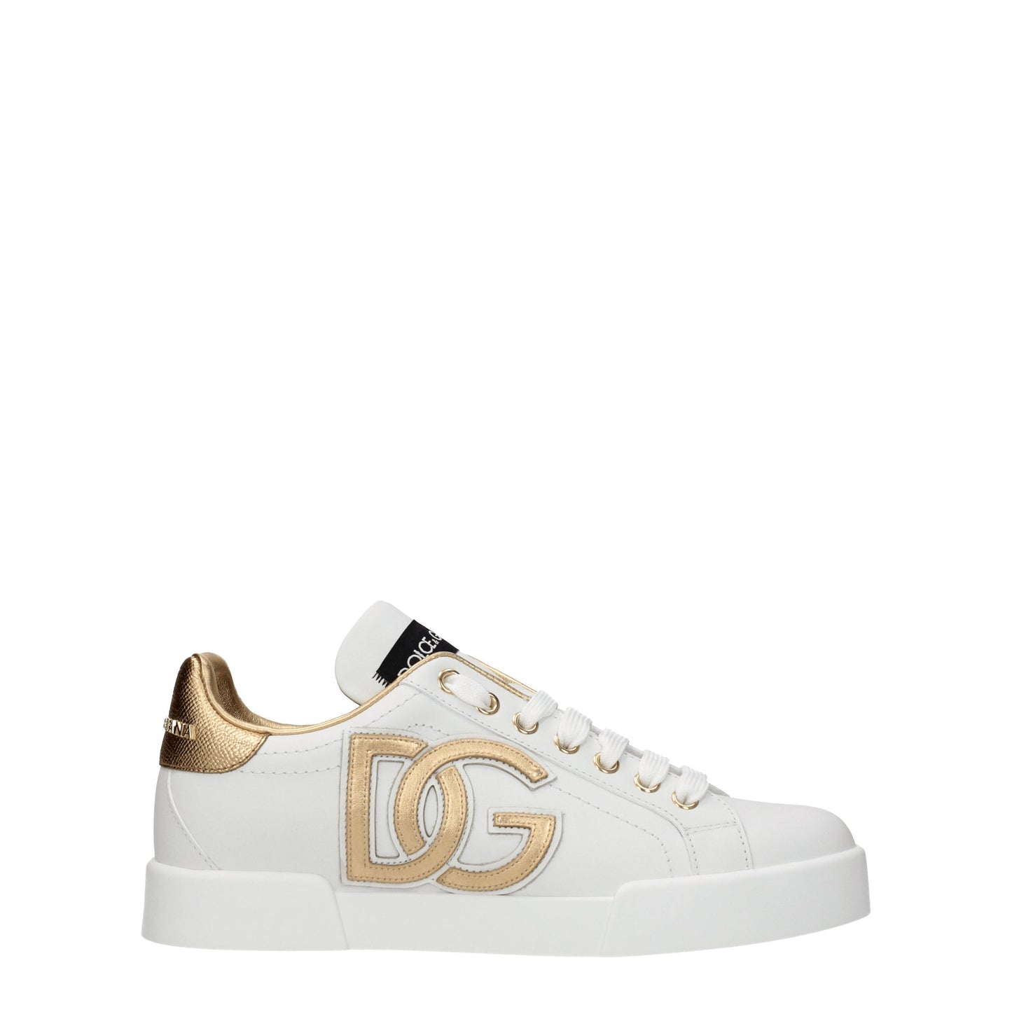 Dolce&Gabbana Women's Sneakers in Leather White/Gold