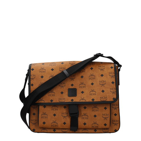 MCM Crossbody Bags Men Leather Beige/Cognac