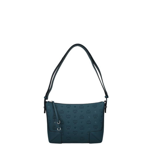 MCM Crossbody Bags Women Leather Blue/Oil Blue