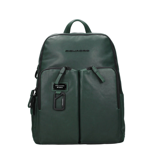 Piquadro Backpacks and Bumbags Men Leather Green/Bottle Green