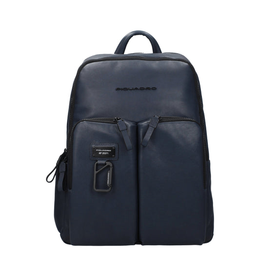 Piquadro Backpacks and Bumbags Men Leather Blue/Blue Navy