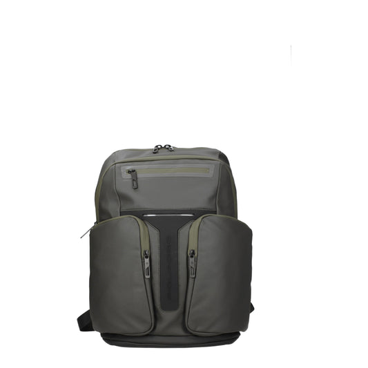 Piquadro Backpacks and Bumbags Men Leather Green/Dark Grey