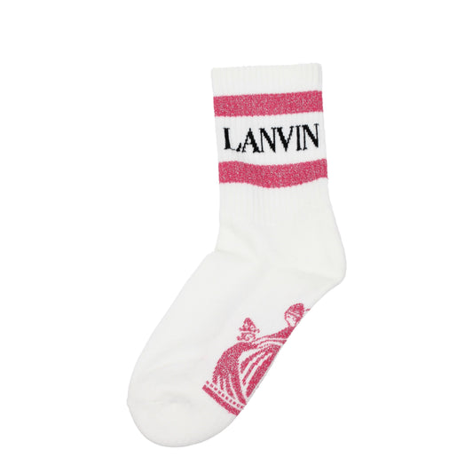 Lanvin Socks Women Cotton White/Dark Pink