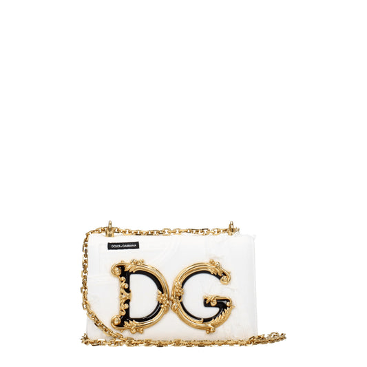 Dolce&Gabbana Crossbody Bags Women Fabric  White/Optic White