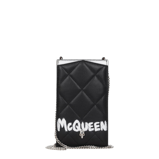 Alexander McQueen Smartphone holders Women Leather Black/White