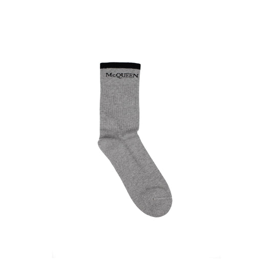 Alexander McQueen Socks Men Cotton Gray/Black