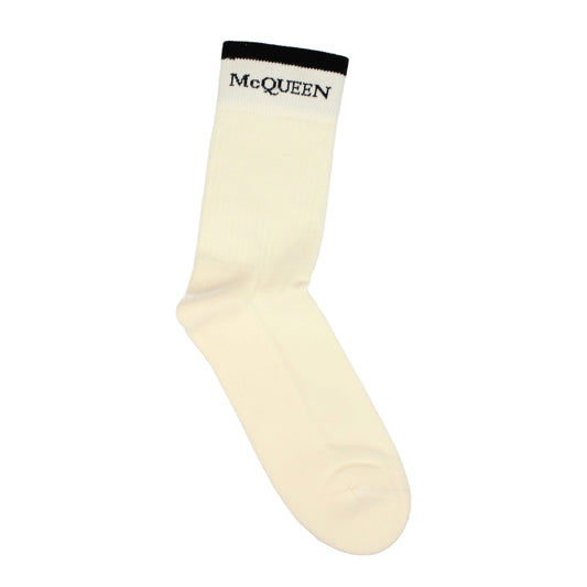 Alexander McQueen Socks Men Cotton Beige/Black