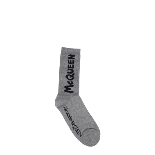 Alexander McQueen Socks Men Cotton Gray