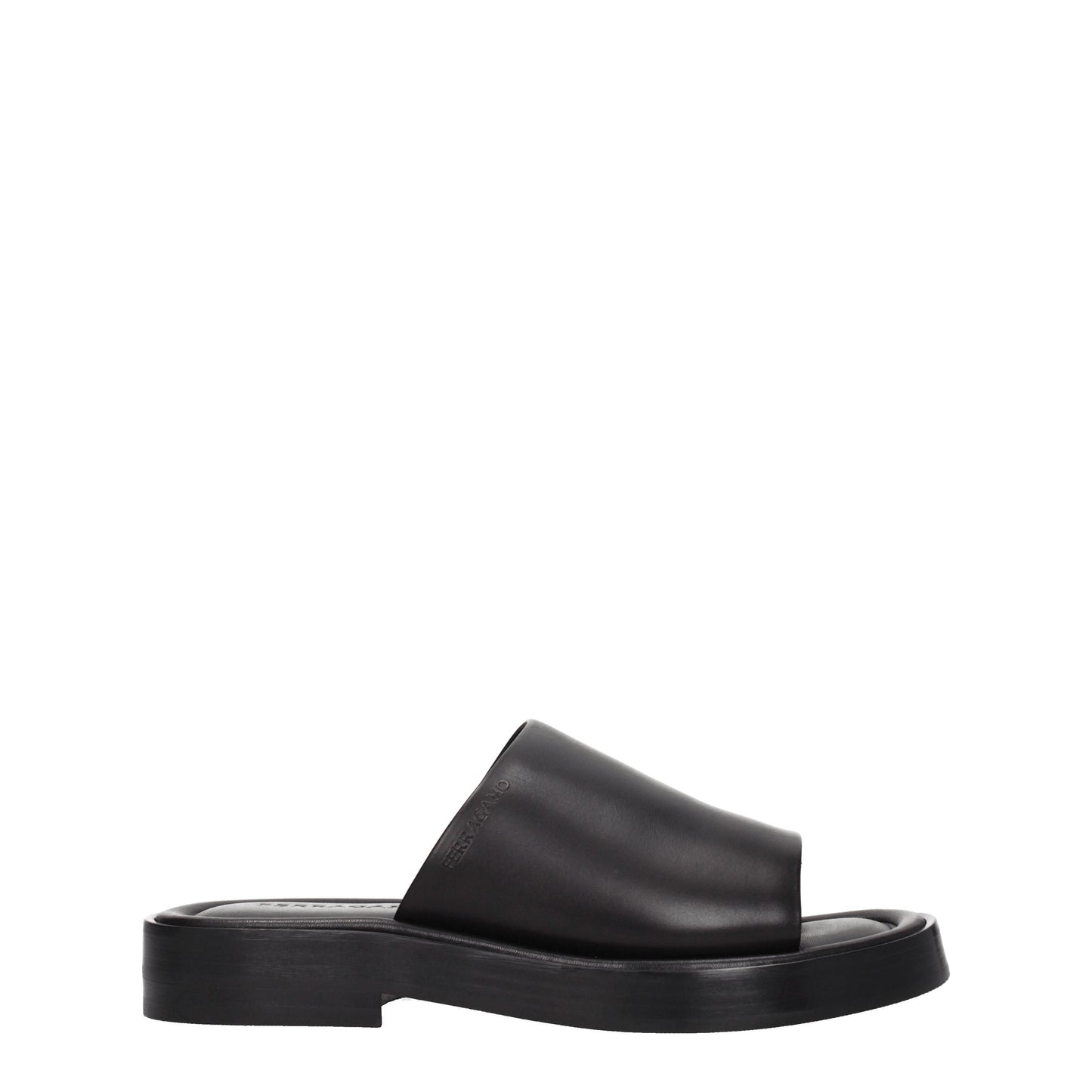 Salvatore Ferragamo Sandals & Slippers Men Leather Black